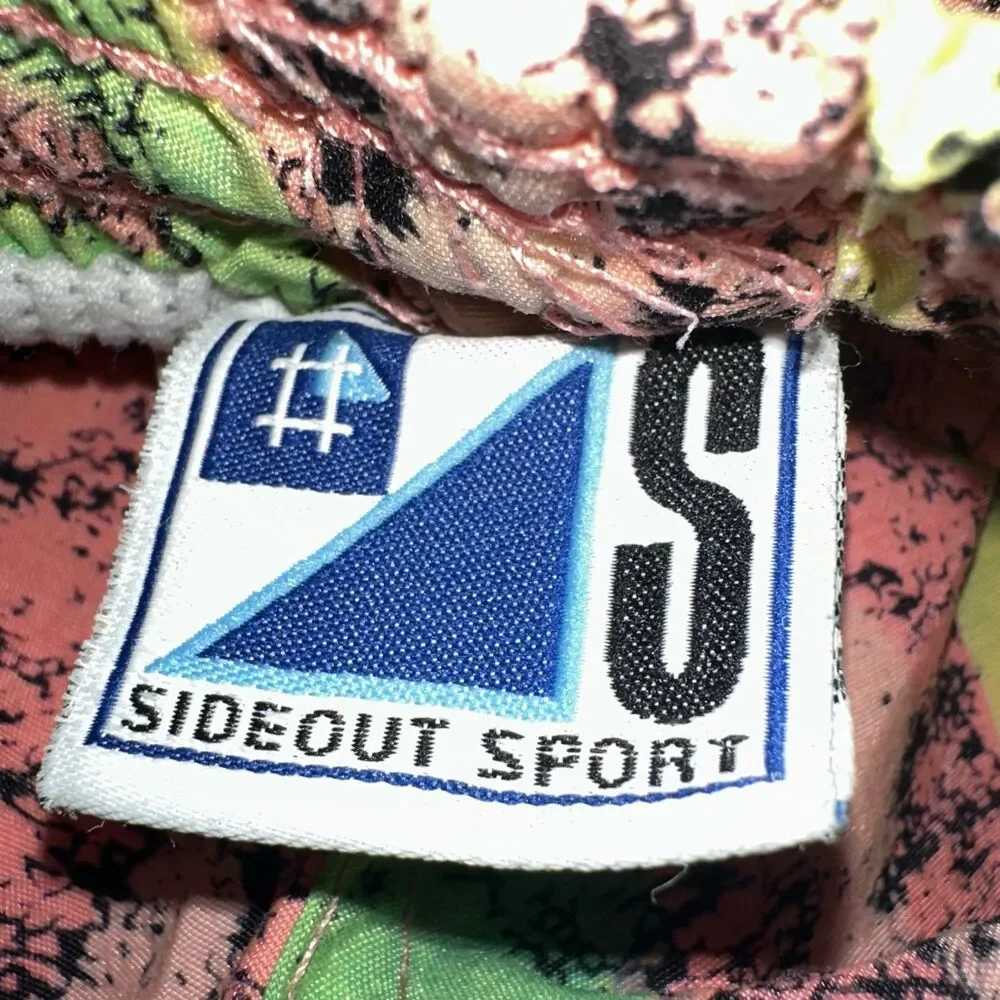 Vintage Sideout Mens Small Swim Trunks 90s Neon Abstract Nylon Board Shorts 3.5